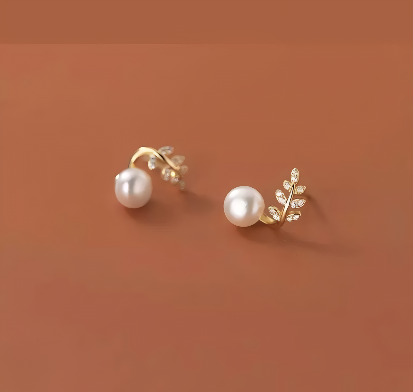 Elegant Leaf Pearl Korean Earrings – Stylish Jewelry for Women, Perfect for Casual & Formal Wear (AWT-103) - Image 2