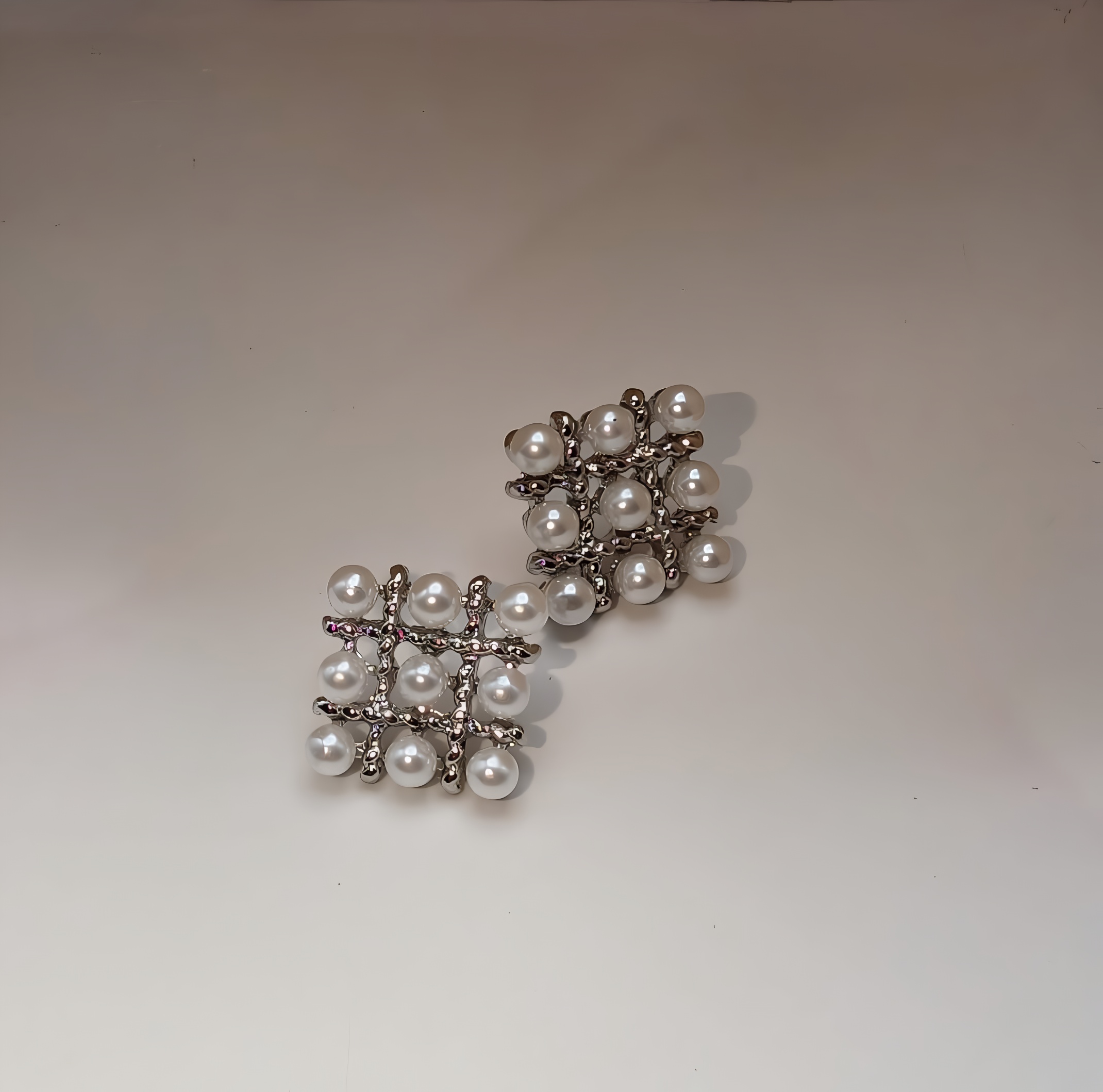 Pearl Square Korean Earrings – Elegant Women’s Fashion Jewelry in Silver and Golden Colors PJT-106