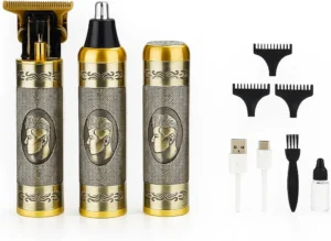 Professional 3-in-1 Men’s Grooming Kit – Gold Metal Body