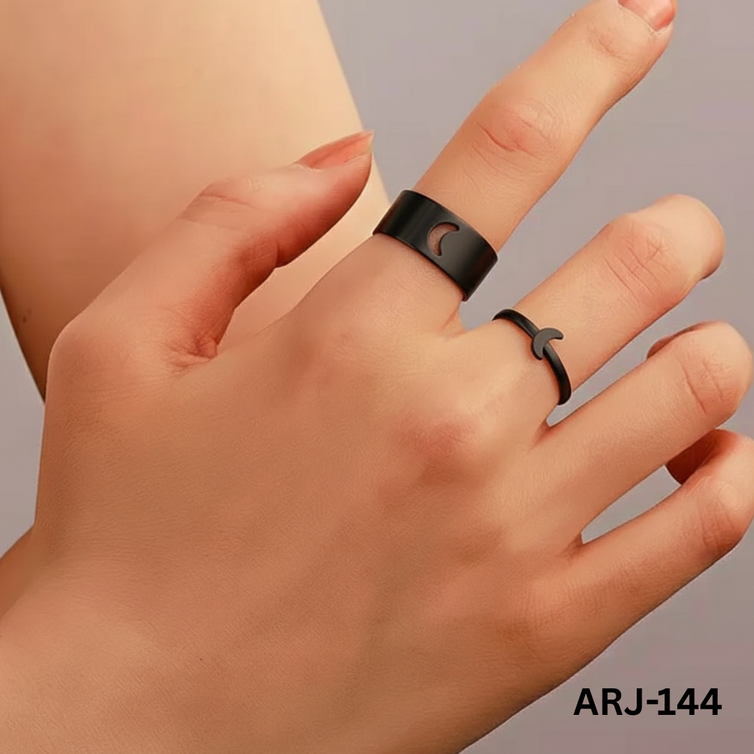 ARJ-144 Moon Couple Rings Adjustable Matching Rings For Couples Elegant Design And Daily Wear - Image 3