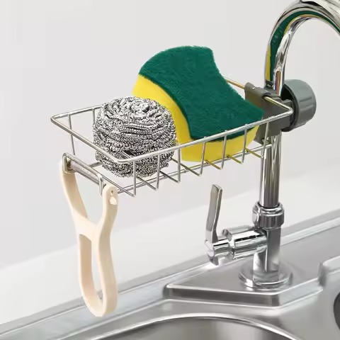 Stainless Steel Adjusting Multifunctional Kitchen Faucet Sponge Holder Durable And Convenient Storage Solution For Everyday Use - Image 3