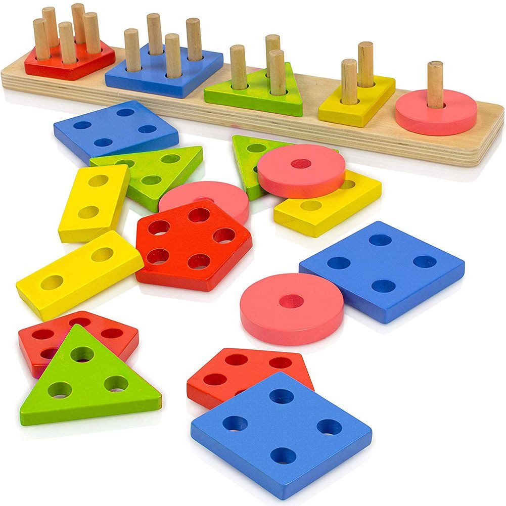 Lewo Wooden Puzzle Toddler Toys Shapes - Image 2