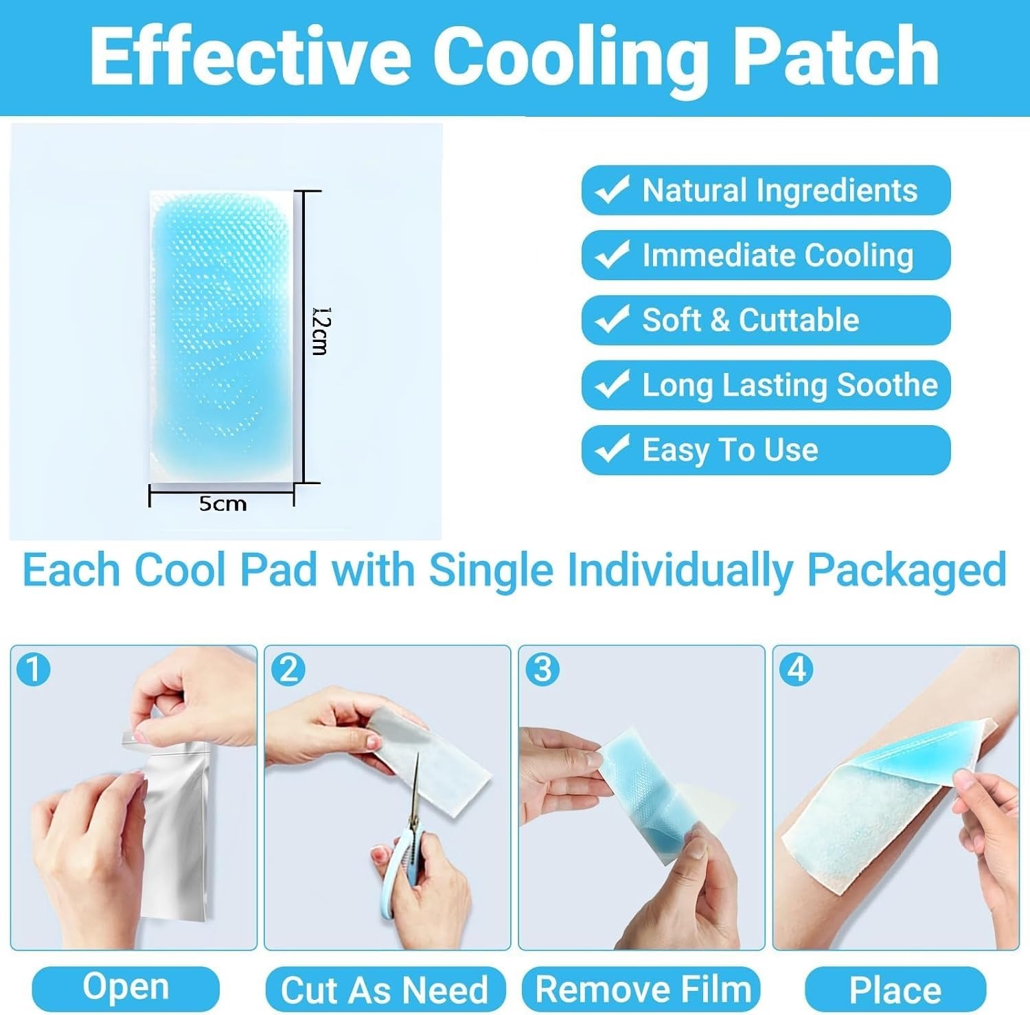 Migraine Cooling Headache Patch | Pack Of 6 Fever & Relaxation Strips - Image 3