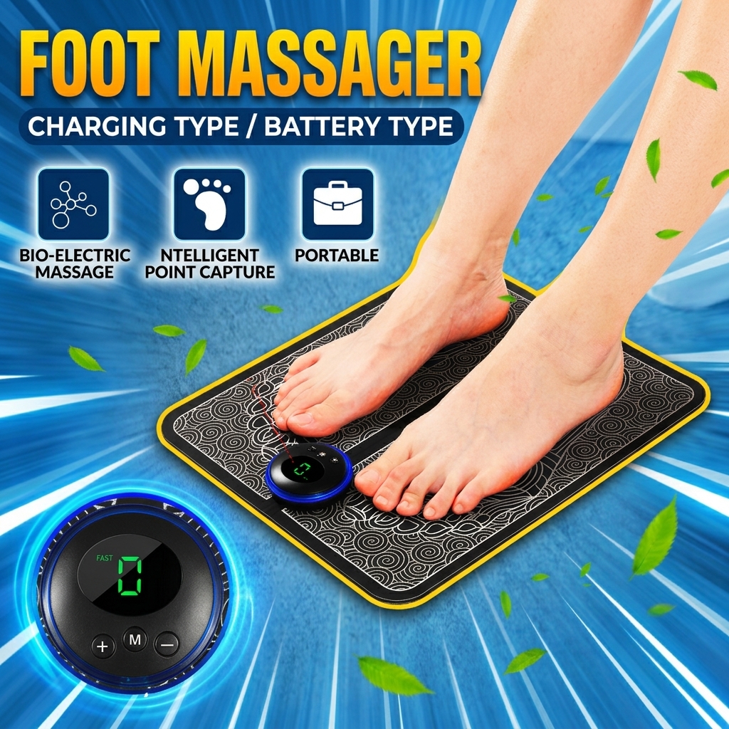EMS Foot Massager Mat Electric USB Charging Smart Display Tens Acupuncture Feet Cushion Blood Circulation Pad Health Care Home