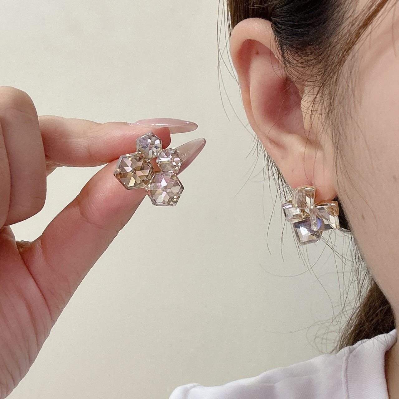 PJX-121 Crystal Sparkling Korean Earrings – Elegant Shine, Premium Style & Stunning Feminine Charm - Image 2