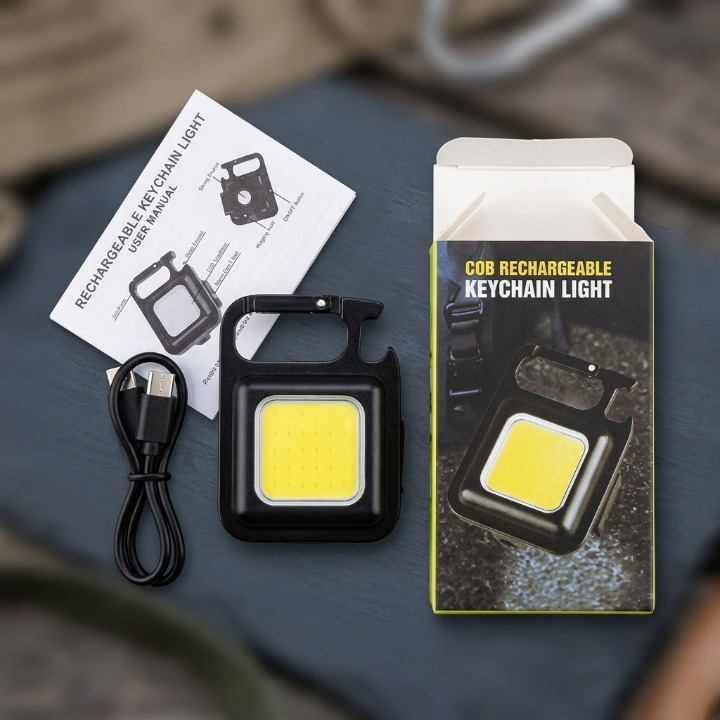 COB Rechargeable Keychain Light – Ultra Bright Metal Body Emergency Light with Type-C Charging (With Cable) - Image 3