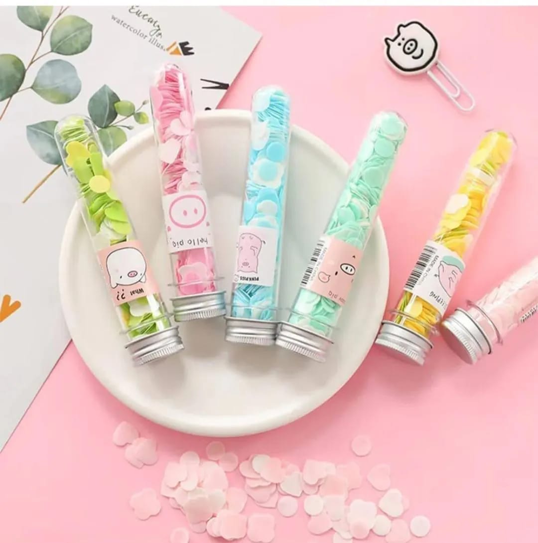 100 Pcs Disposable Flower Paper Soap With Portable Tube Multi Color Travel Sheets For Hand Washing And Outdoor Use Premium Quality (Random Color) - Image 4