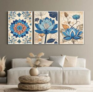 3pcs Flowers Stickytiles Frames Providing Stylish Floral Design Attractive Look  Modern Appearance And Home Decoration