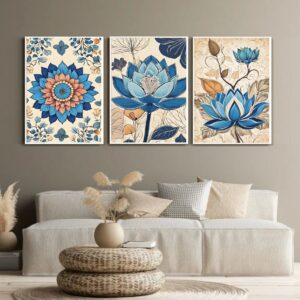 3pcs Flowers Stickytiles Frames Providing Stylish Floral Design Attractive Look Modern Appearance And Home Decoration