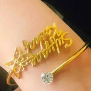 Customized Butterfly Name Kara Bracelet for Women – Personalized Adjustable Cuff Bangle | Customized Jewellery Gift