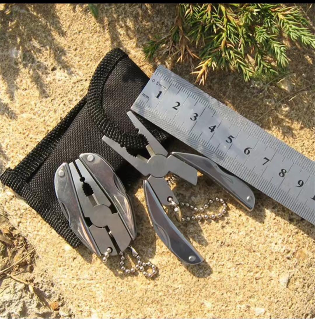 Stainless Steel Outdoor Portable Multitool Plier Knife Key Chain Screwdriver Mini Multi Tools With Leather Pouch For Camping, Hiking, And Everyday Use - Image 2