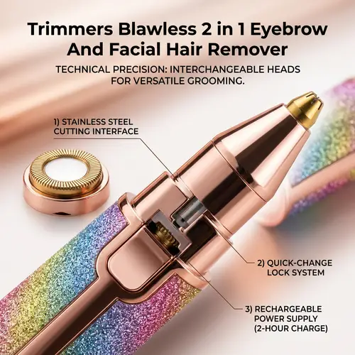 Blawless 2-in-1 USB Rechargeable Eyebrow Trimmer & Shaver (HX-203B) - Image 3