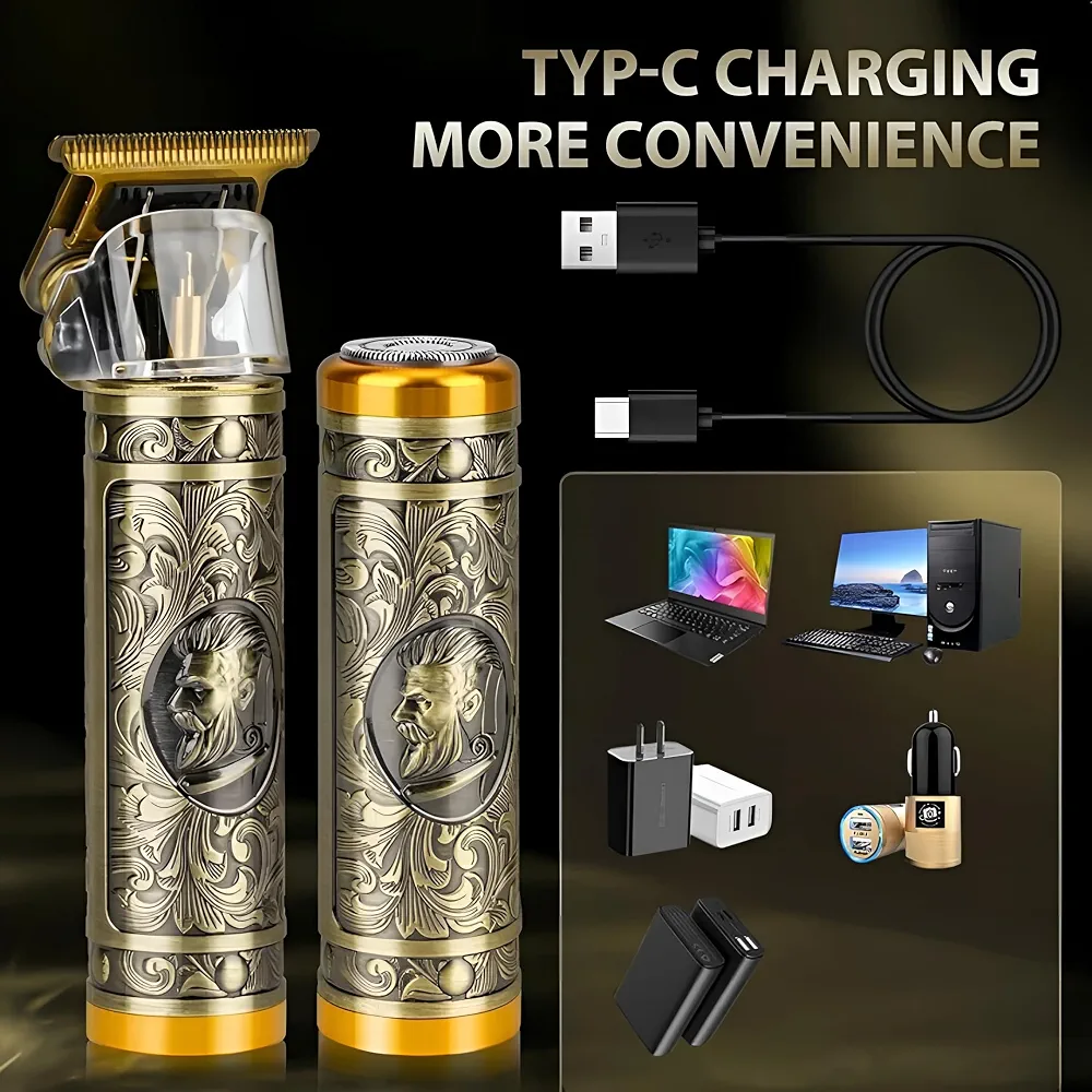 Professional 3-in-1 Men’s Grooming Kit - Gold Metal Body - Image 3