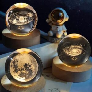 1 Pc USB LED Galaxy Crystal Ball Lamp | 3D Planet Moon Night Light | Bedroom & Party Home Decor | Kids Birthday Gift