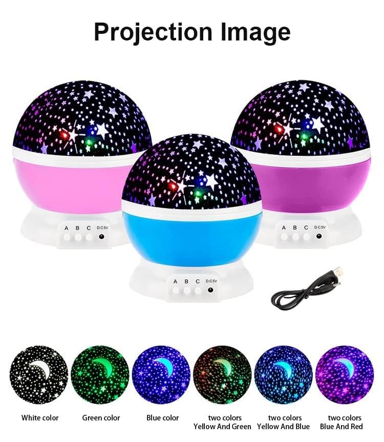 Night Light Star Lamp Starry Sky Projector | 360° Rotating LED Star Light Lamp With Multicolor Projection | Perfect Table Night Lamp Gift For Babies And Children (Random Color) - Image 2