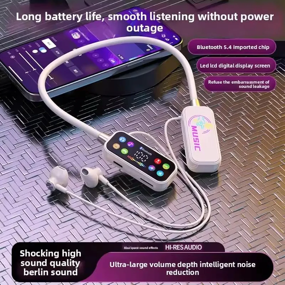 Mf Model YG17 Wireless Neckband Earphones With LED Display - Audio Device Designed For Sound Playback And Daily Listening Routine - Image 5