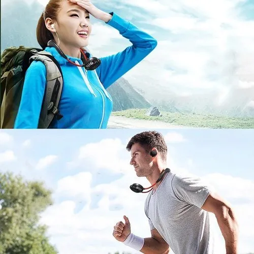 7 Wing Neck Fans Mini Portable Outdoor Fan Personal Fan Biggest Rechargeable Battery Operated Neckband Fan - Portable Cooling Device (Random Color) - Image 3