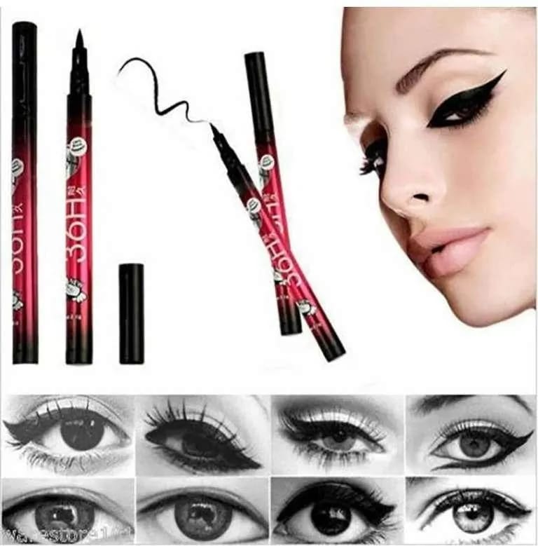 36H Waterproof Black Liquid Eyeliner Marker Pen – Long Lasting Smudge Proof Quick Dry Eye Liner | (Pack of 2) - Image 3