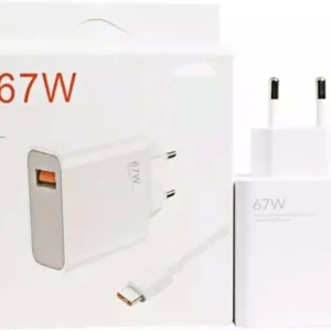 Xiaomi 67W Mini Fast Charging Power Adapter with Type-A Port & Charging Cable | Compact 67W Wall Charger for Smartphones & Devices
