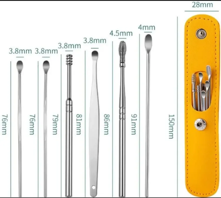 DherigTech Ear Wax Cleaning Kit, 6 Pcs Ear Pick Tools, Wax Removal Kit, Ear Cleaning Tool Set, Spring Earwax Cleaner Tool Ear Wax Remover(random color ) - Image 3