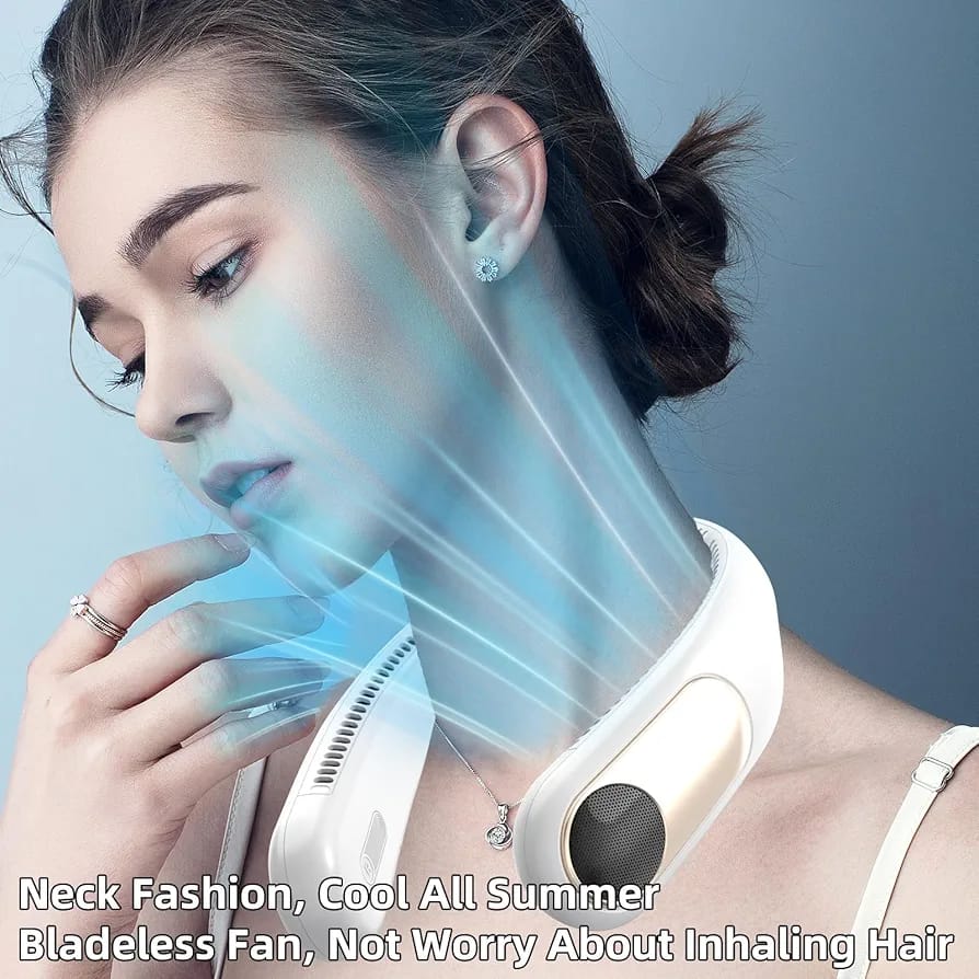 Portable Personal Neck Fan – Wearable Bladeless Cooling Fan, 360° All-Around Airflow, 3-Speed Adjustment USB Rechargeable for Outdoor & Indoor Use - Image 2