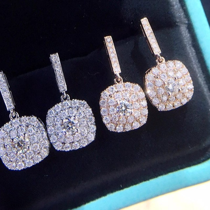 PJT-990 beautifull Sparkling Korean Zircon Earrings – Chic & Timeless Design Available In Golden And Silver Color - Image 3