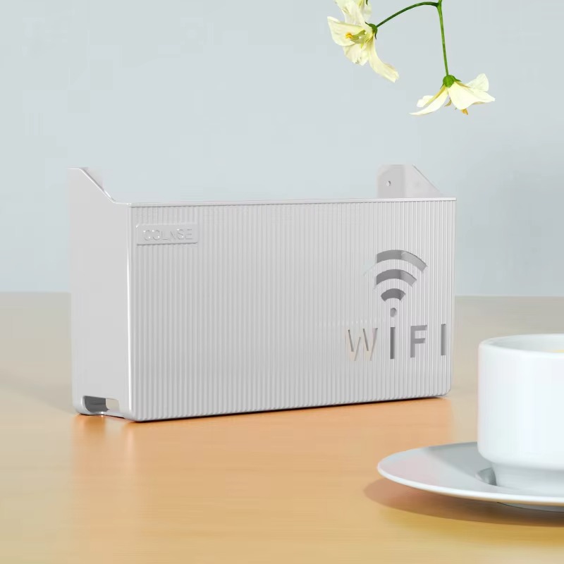 WiFi Router Shelf & Cable Organizer – Wall-Mount ABS Plastic Storage Box for Routers, Power Strips & Cables (Random Colors)