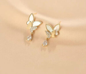 Double Butterfly Hanging Pearl Earings / Earrings Women’s Earrings for Gift  / for girls