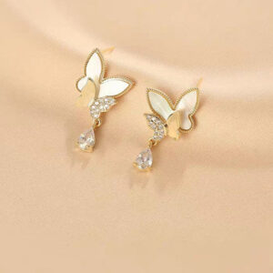 Double Butterfly Hanging Pearl Earings / Earrings Women's Earrings for Gift / for girls