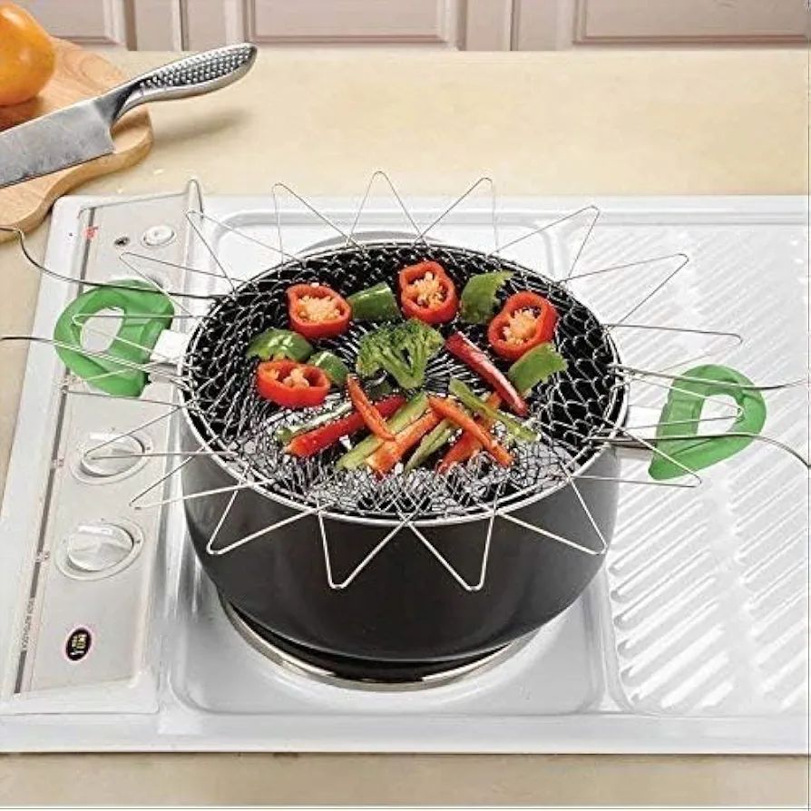Stainless Steel Foldable Frying Basket - Collapsible Kitchen Chef Basket - Image 4