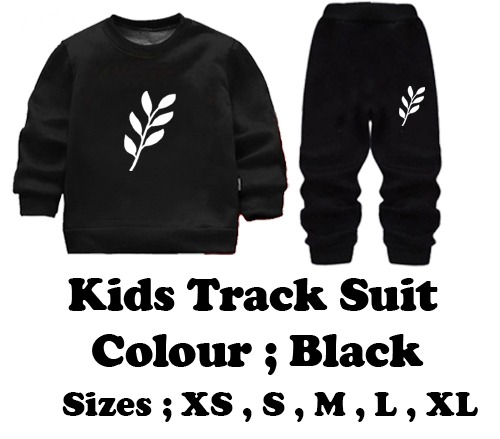 Kids Printed Stylish Black & Black Tracksuit Set | Winter Fleece Sweatshirt & Trouser Outfit for Boys & Girls – Warm & Trendy FOR BABU AND KIDS - Image 3