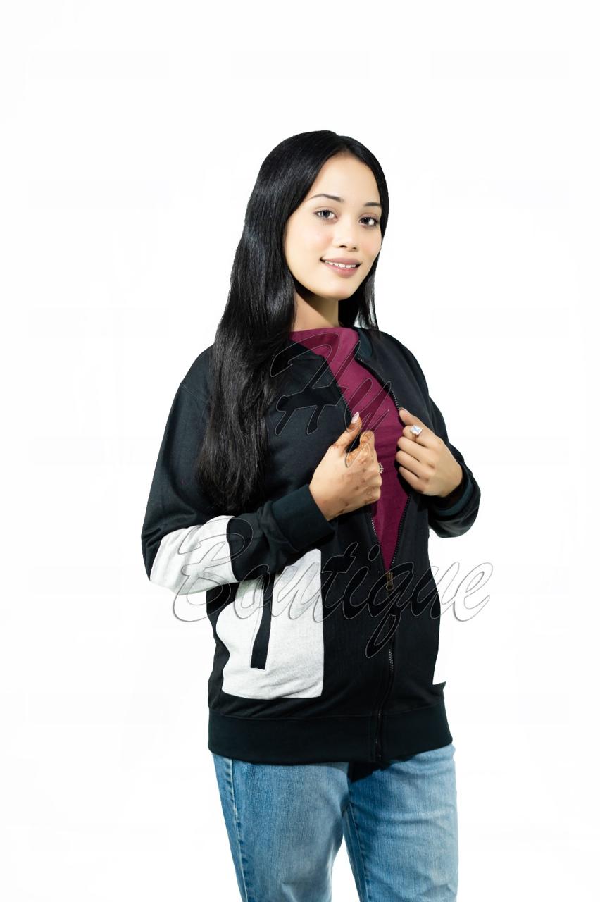 Winter Collection Women’s Black & White Printed Jacket | Stylish & Warm Outerwear | Trendy Winter Fashion for Ladies - Image 2