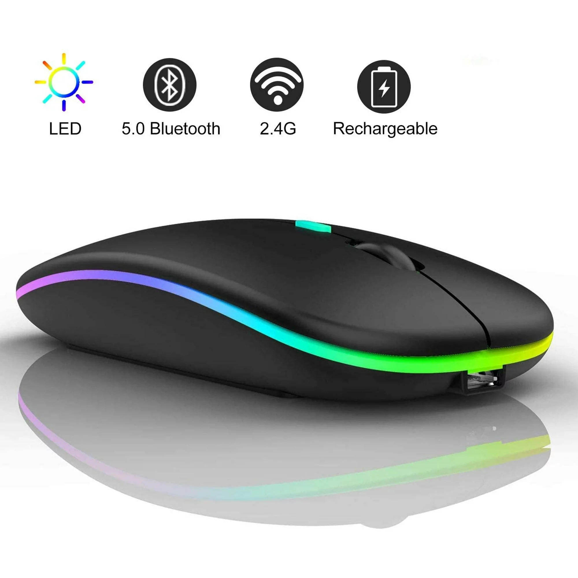 HP W10 Wireless RGB Bluetooth, Wireless, Rechargeable Slim Mouse - Image 5