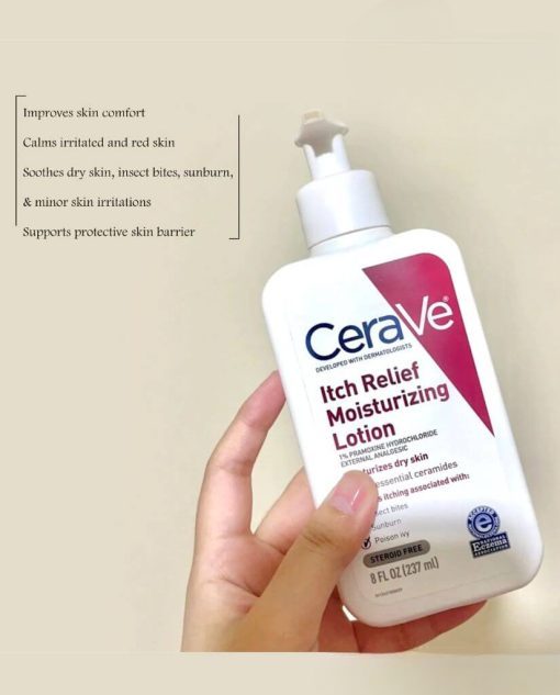 CeraVe Itch Relief Moisturizing Lotion – 1% Pramoxine Hydrochloride, Relieves Itching & Hydrates Dry Skin, 237ml - Image 4