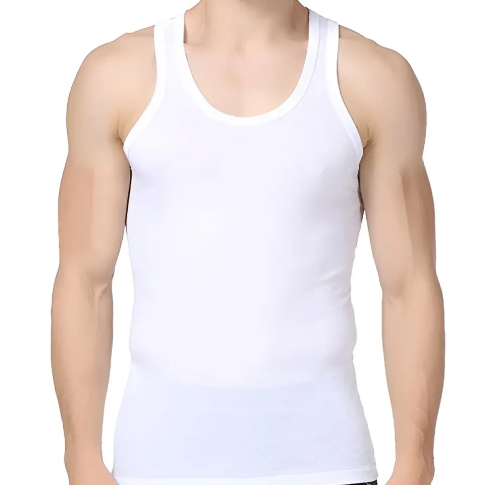 Pack of 3 White Men's Vest (Banyan) – Soft Cotton Sleeveless Undershirt for Daily Wear - Image 2