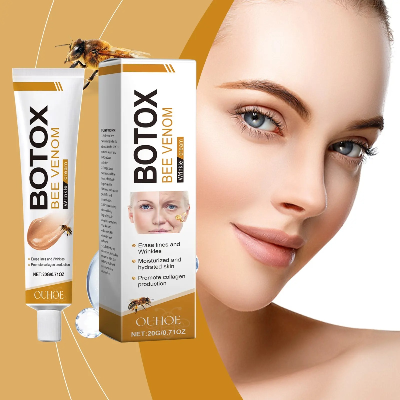 Whitening & Moisturizing Botox Bee Venom Facial Cream – Brightening, Anti-Aging, Hydrating Moisturizer for Radiant, Smooth & Youthful Skin (20g)