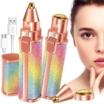 2-in-1 Flawless Eyebrow Trimmer | USB Rechargeable 2in1 Flawless Trimmer With Wire & Cleaning Brush | Eyebrow & Upper Lips Trimmer For Women (Rechargeable) - Image 2