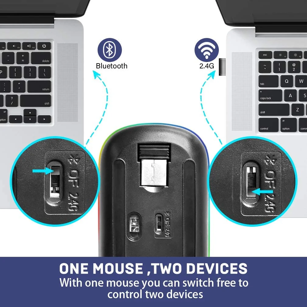 HP W10 Wireless RGB Bluetooth, Wireless, Rechargeable Slim Mouse - Image 4