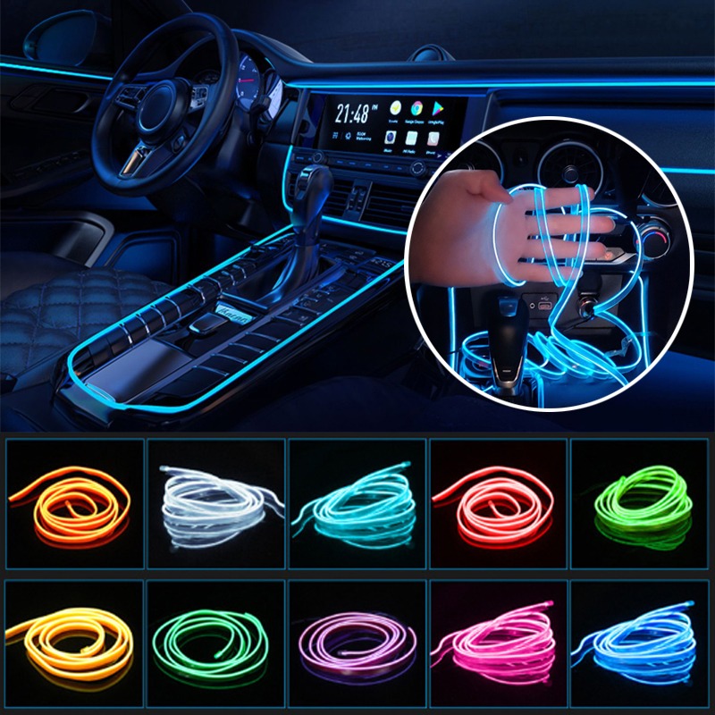 Car Dashboard Neon Light Strip – 3 Meter Flexible EL Wire with Easy Installation, Random Color - Image 4