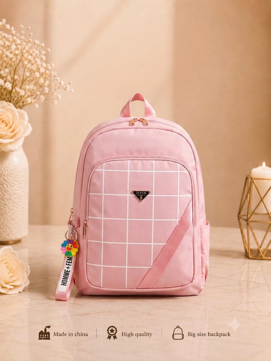 Urban Check Large Capacity Backpack for Women – Imported School, College, Office & Travel Bag - Image 2