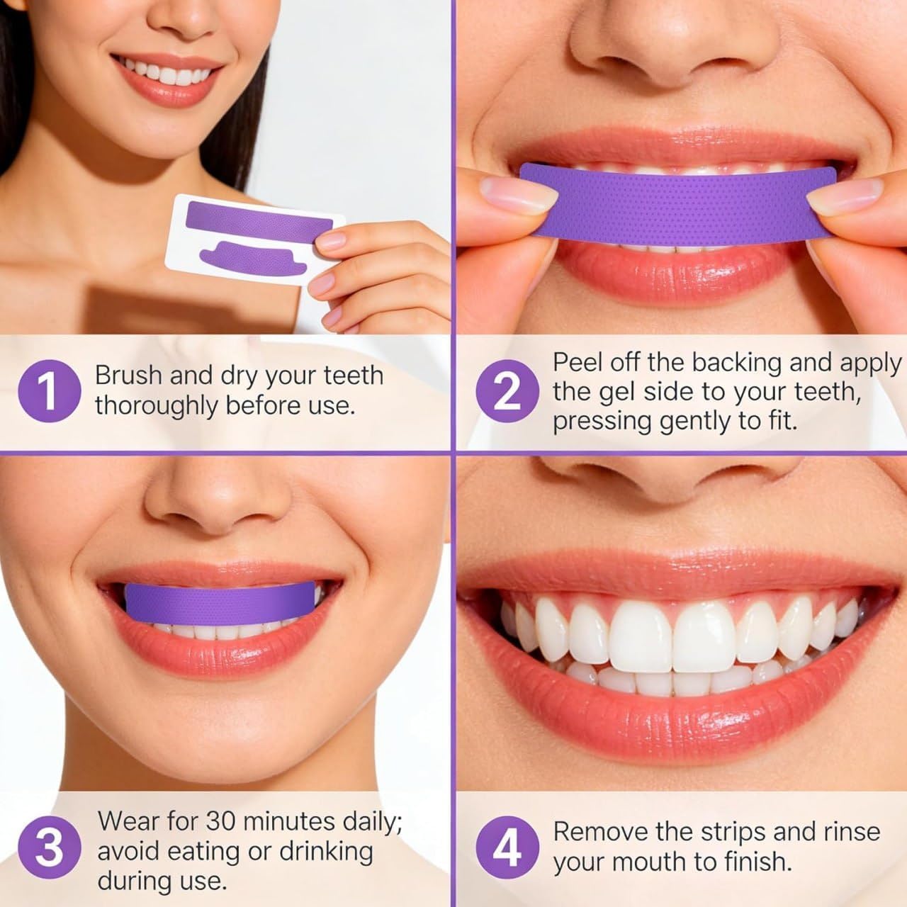 Purple Teeth Whitening Strips for Sensitive Colour Corrector for White Teeth | Oral Care - Image 2