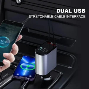 4 In 1 Fast Charging Usb-C Car Adapter – Car Accessory Designed For Power Charging And Daily Travel Routine – With Light