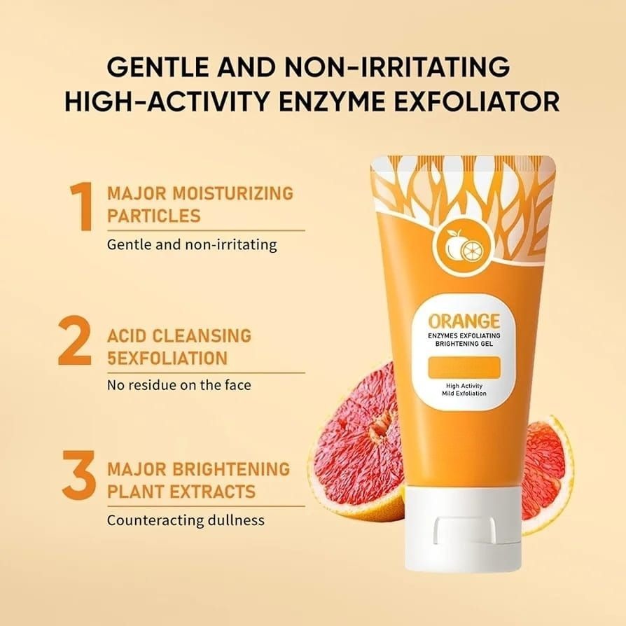 Orange Enzymes Exfoliating & Brightening Gel | Deep Cleansing Face Gel for Smooth, Glowing & Refreshed Skin (100g) - Image 4