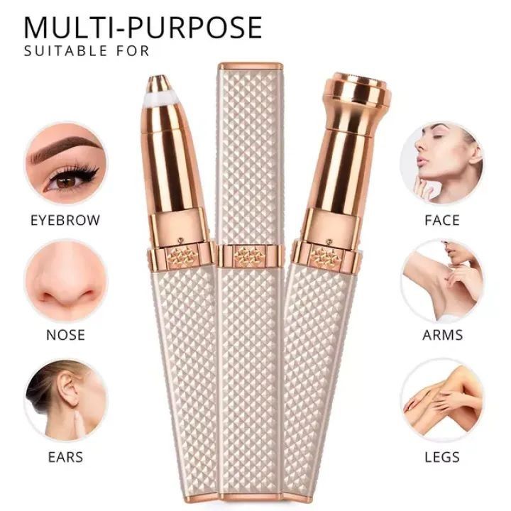 Updated Design 2-in-1 Flawless Eyebrow Trimmer | USB Rechargeable 2in1 Flawless Trimmer With Wire & Cleaning Brush | Eyebrow & Upper Lips Trimmer For Women (Rechargeable) - Image 4