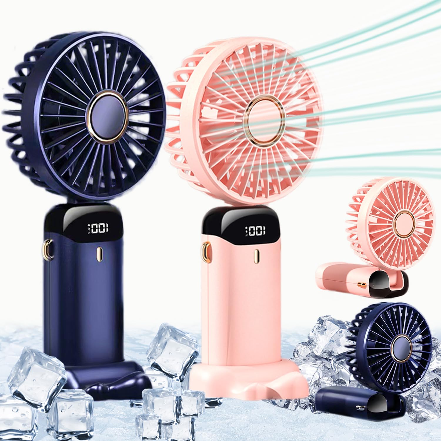 Rechargeable Hand Fan with LED Display | 5 Speed Modes Portable Mini Handy Fan for Kids & School Use - Image 2