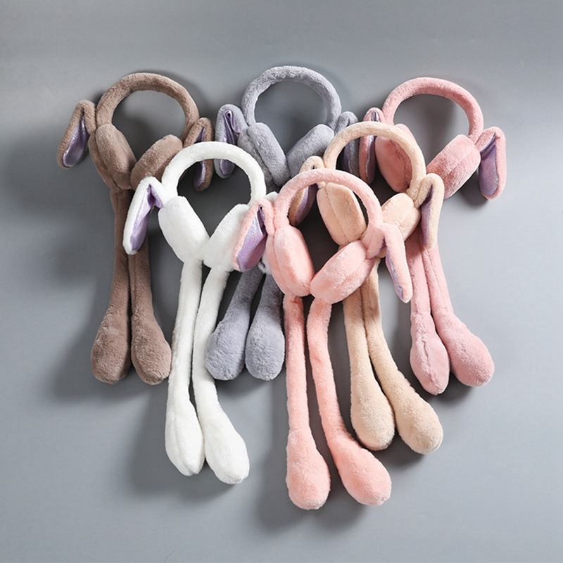 Cute Jumping Rabbit Earmuffs Hat with Moving Ears – Plush Airbag Toy Cap for Kids (Random Color) - Image 2