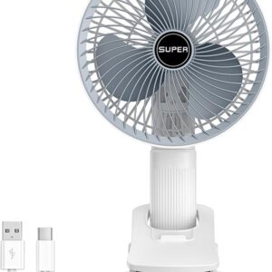 New portable 3 gears rechargeable desktop fan low noise air cooling handheld clipped circulator table fan Clip Fan USB Rechargeable Desk Fan with Sturdy Clamp, Quiet Operation, Strong Airflow with 360° Rotation for Home, Stroller, Office, Outdoor
