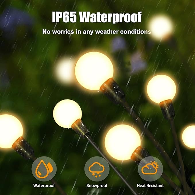 10 Lights - LED Solar Powered Firefly Light Outdoor Waterproof Solar Garden Light Decorative Swaying Wind Dancing Solar Lamp - Image 5