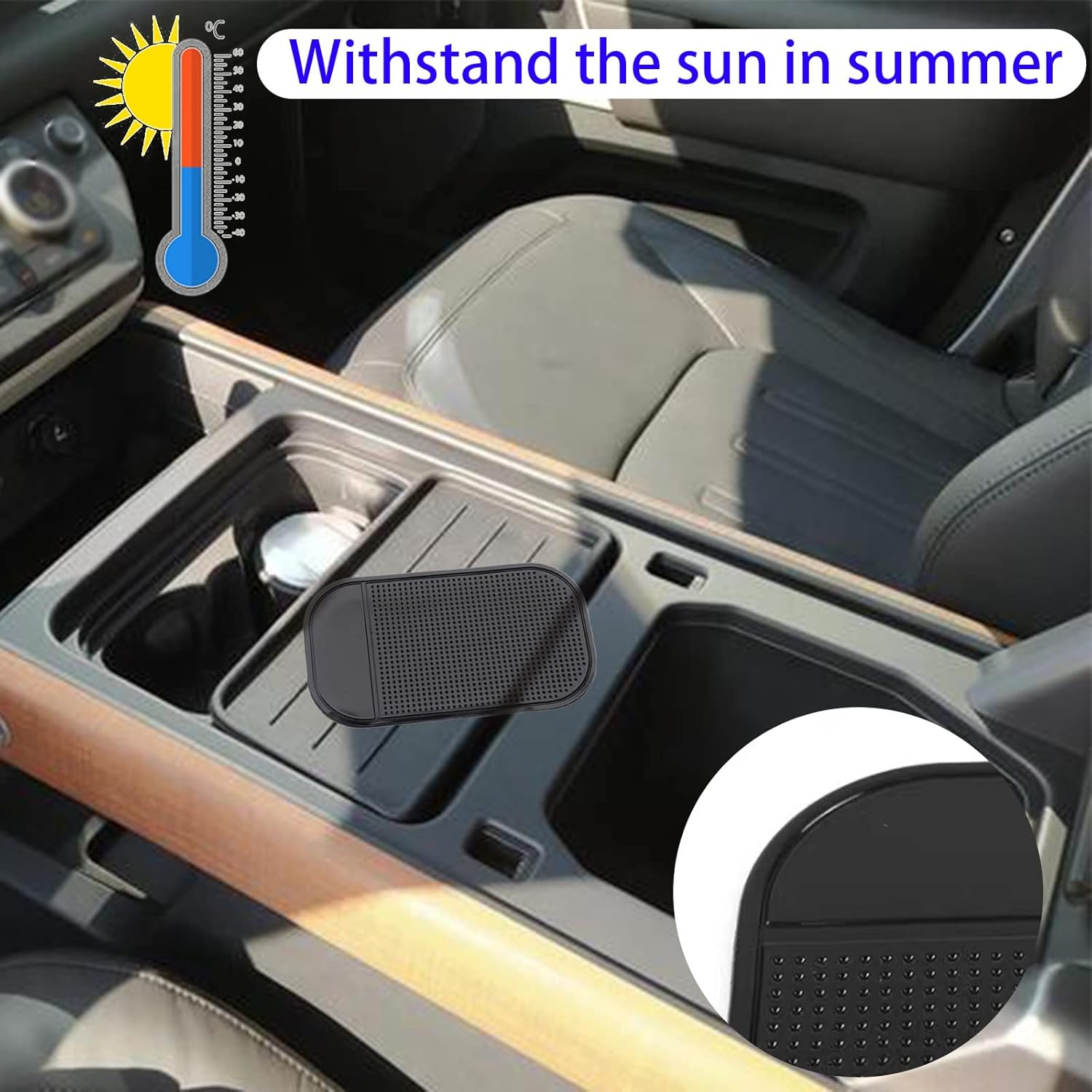 1 Pc Car Dashboard Sticky Pad | Anti-Slide Fixate Sticky Mat Pad for Car Dashboard | Anti-Slide Sticky Pad for Cell Phone, Keys, Glass, Mirrors (Black) - Image 3