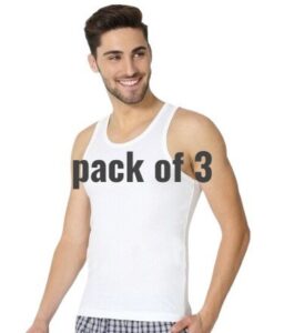 Pack of 3 White Men’s Vest (Banyan) – Soft Cotton Sleeveless Undershirt for Daily Wear